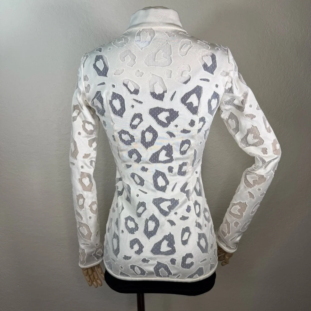 NWOT Anthony Vaccarello Semi Sheer Plumetis Animal Print France Zip Jacket XS
